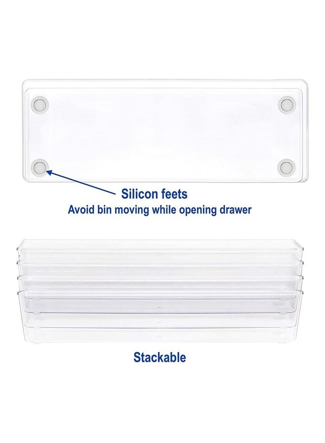 XiuWoo 4 Pack Plastic Drawer Organizers Clear - Image 4