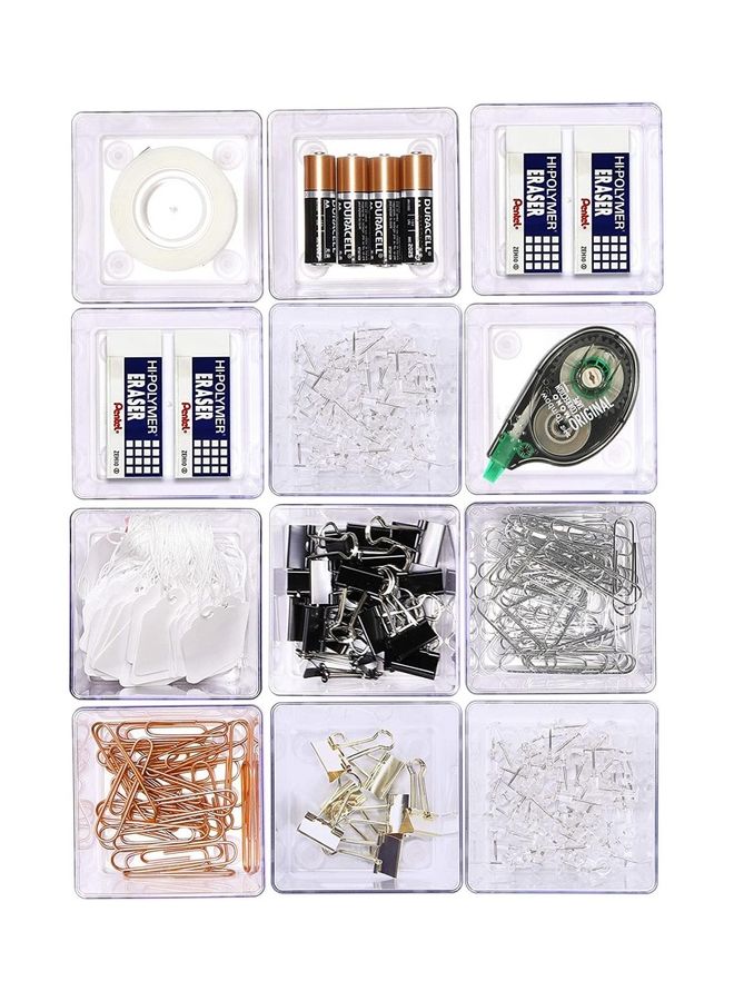 XiuWoo 12 Pieces Plastic Drawer Organizers Clear 3.25x 3.25inch - Image 2