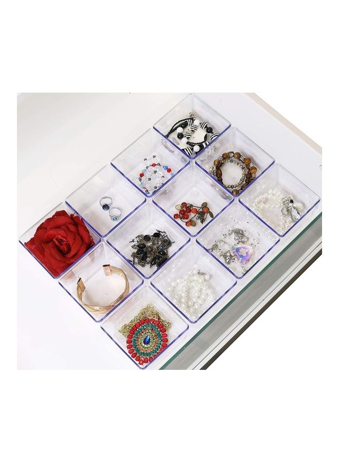 XiuWoo 12 Pieces Plastic Drawer Organizers Clear 3.25x 3.25inch - Image 3