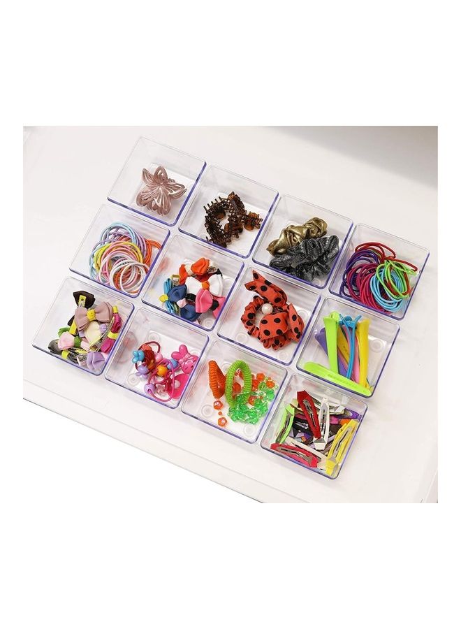 XiuWoo 12 Pieces Plastic Drawer Organizers Clear 3.25x 3.25inch - Image 4