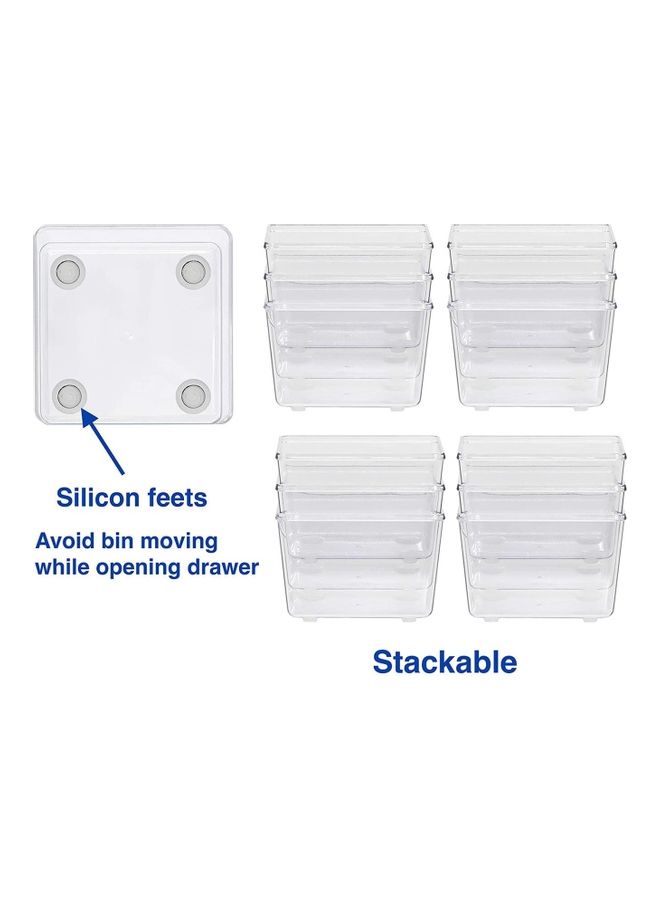 XiuWoo 12 Pieces Plastic Drawer Organizers Clear 3.25x 3.25inch - Image 5