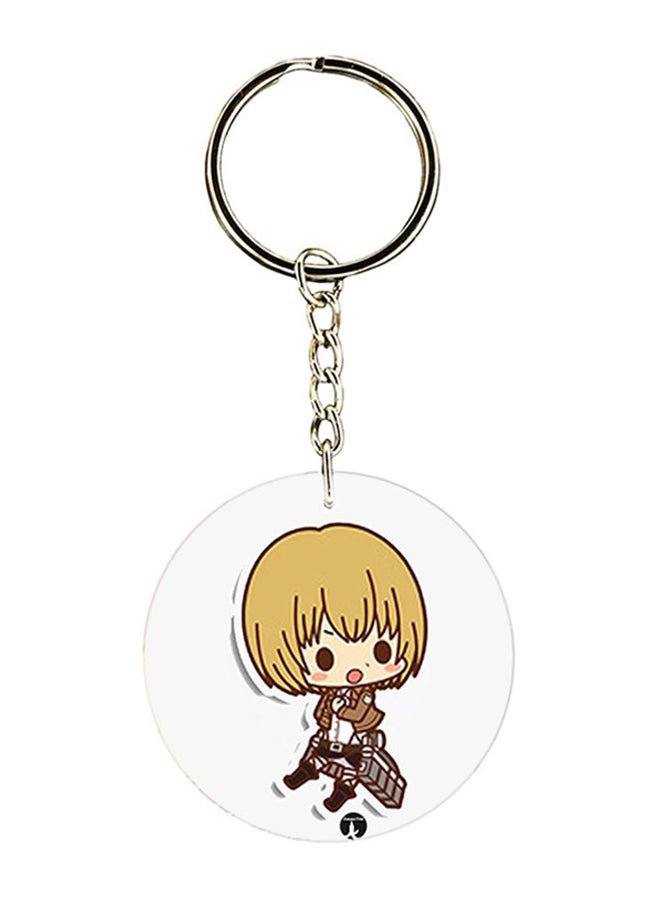 BP Double Sided Attack On Titan Printed Keychain Brown/Beige/Silver