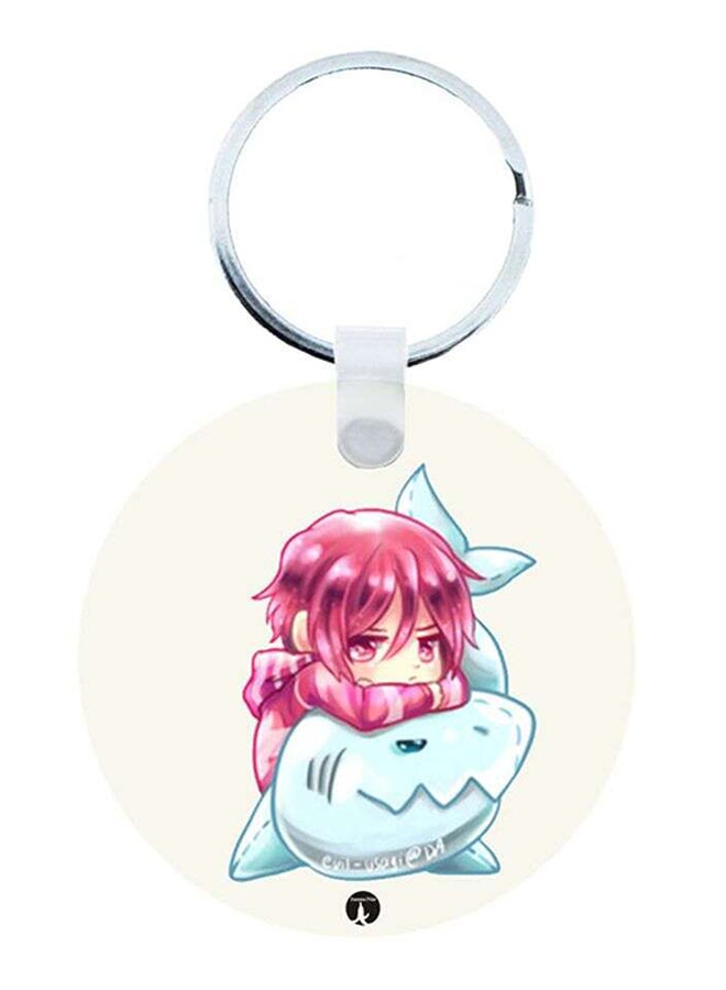 BP Double Sided Printed Keychain White/Blue/Pink - Image 1