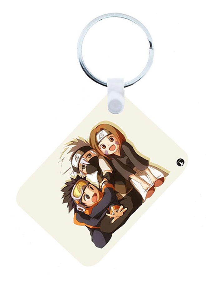 BP 2-In-1 Naruto Printed Keychain And Necklace White/Brown/Black - Image 1