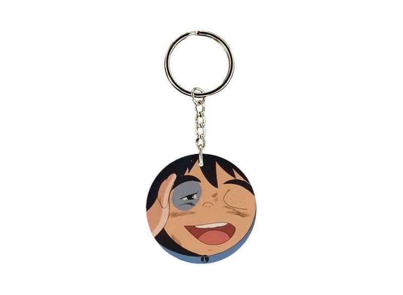 BP Double Sided Adnan And Lina Printed Keychain Beige/Black/Silver