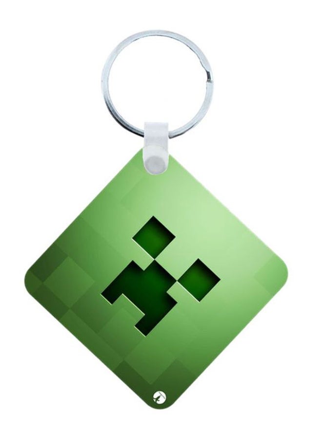 BP 2-In-1 Video Game Minecraft Printed Key Chain Green/Silver - Image 1