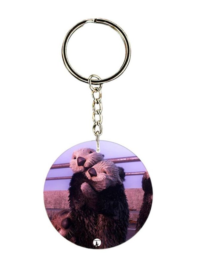 BP Dual Side Disney Character Printed Keychain Silver/Black/Purple