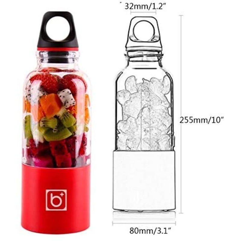 UK PLUS Portable Mini Juicer Bottle 500.0 ml 13.0 W UK-197 PJ-B500-RD Clear/Red/Black - Image 4