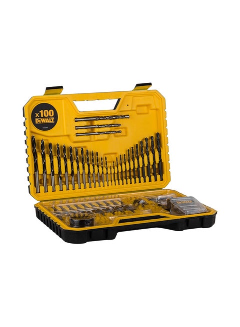 100-Piece Combination Drill Bit Set Yellow/Black 21x30x5.5cm
