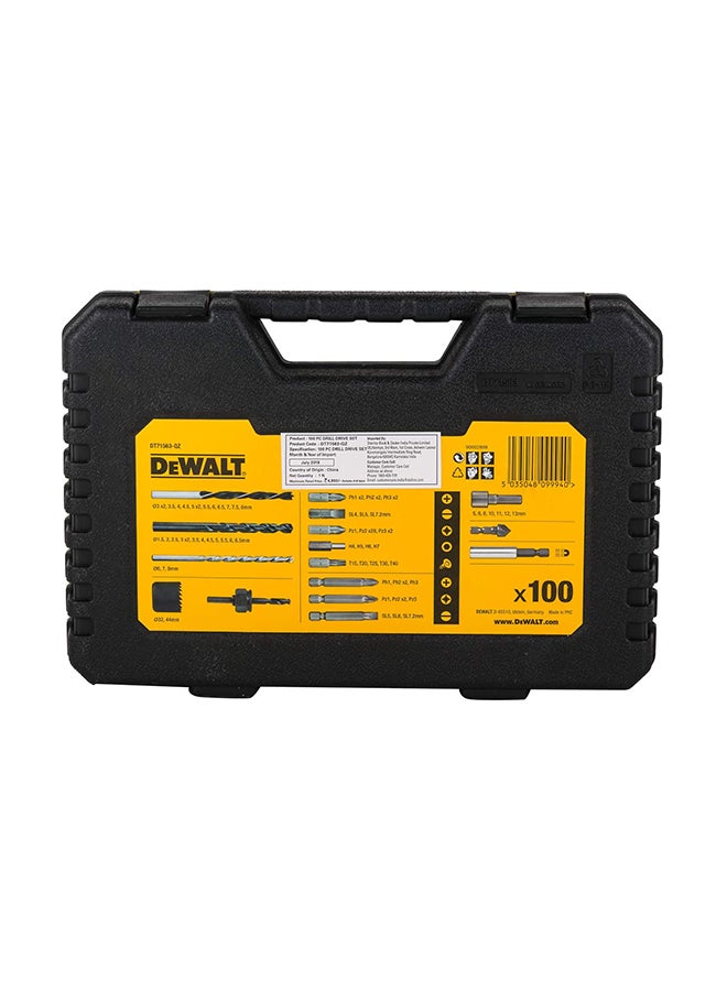 DEWALT - 100-Piece Combination Drill Bit Set Yellow/Black 21x30x5.5cm - Image 1