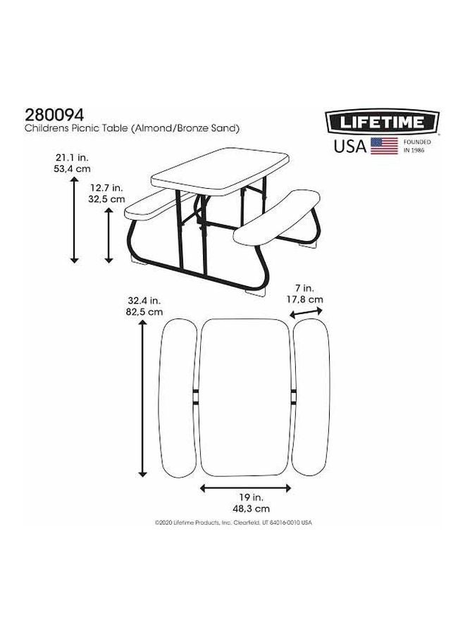 Lifetime Foldable Picnic Table Beige/Black 101x95x53.4cm  - Image 5