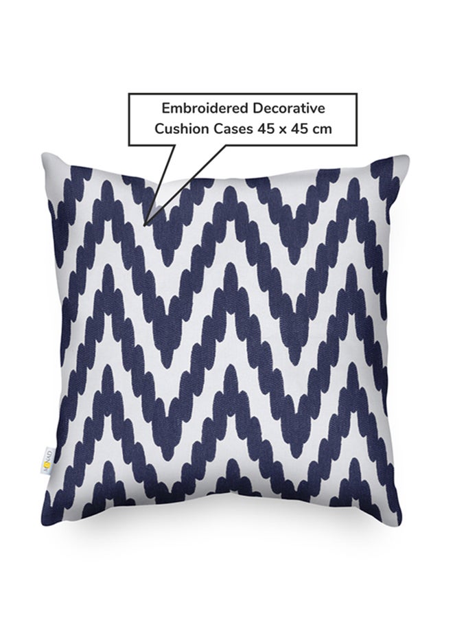 Donetella Decorative Embroidered Cushion Cover Blue/White 45x45cm  - Image 3