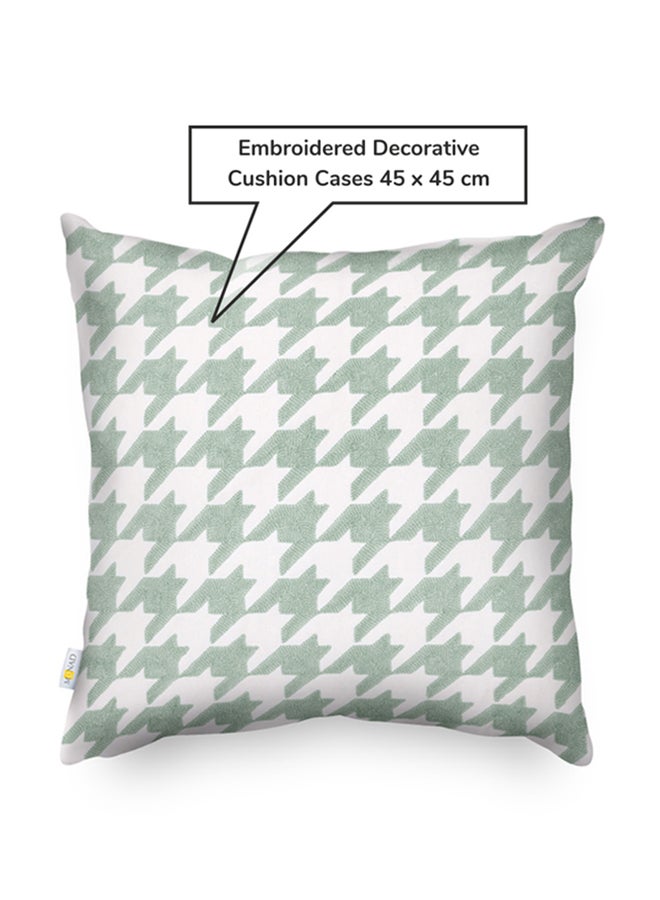 Donetella Decorative Embroidered Cushion Cover Green/White 45x45centimeter  - Image 3