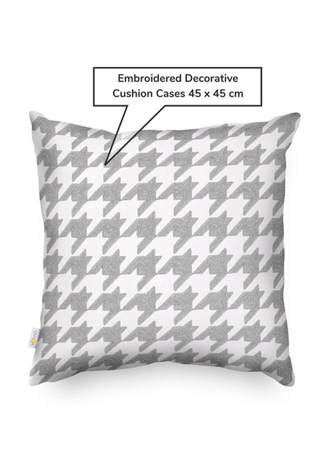 Donetella Decorative Embroidered Cushion Cover Grey/White 45x45cm  - Image 3
