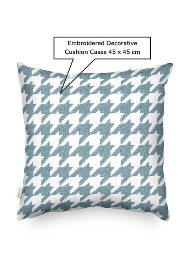 Donetella Decorative Embroidered Cushion Cover White/Blue 45x45centimeter  - Image 3