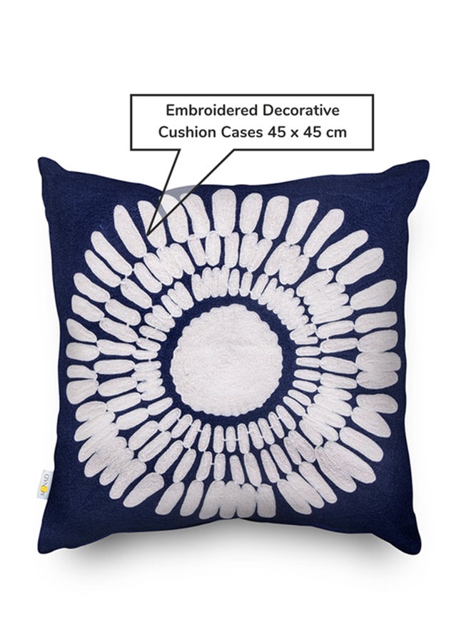 Donetella Decorative Embroidered Cushion Cover Blue/Grey 45x45cm  - Image 3