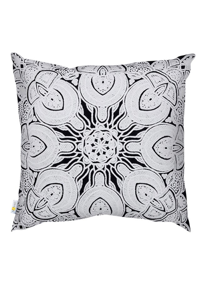 Donetella Decorative Embroidered Cushion Cover Black/White 45x45cm  - Image 1