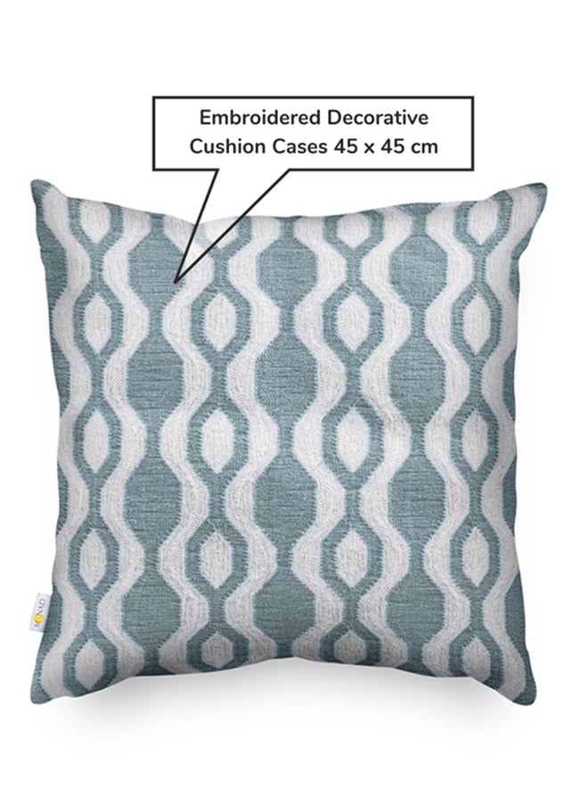 Donetella Decorative Embroidered Cushion Cover Blue/White 45x45cm  - Image 3