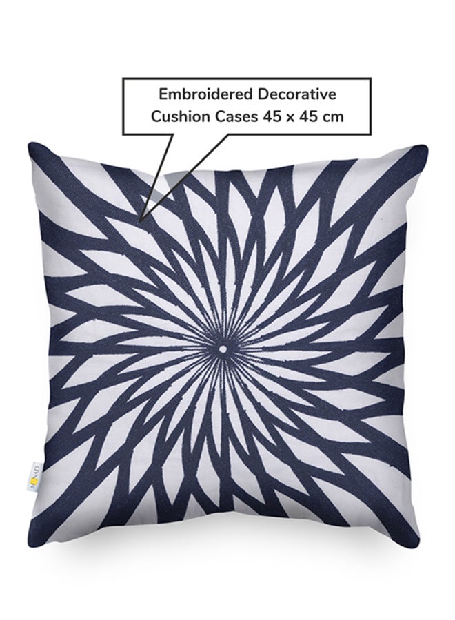 Donetella Decorative Embroidered Cushion Cover Blue/White 45x45cm  - Image 3