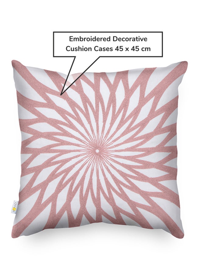 Donetella Decorative Embroidered Cushion Cover Pink/White 45x45cm  - Image 3