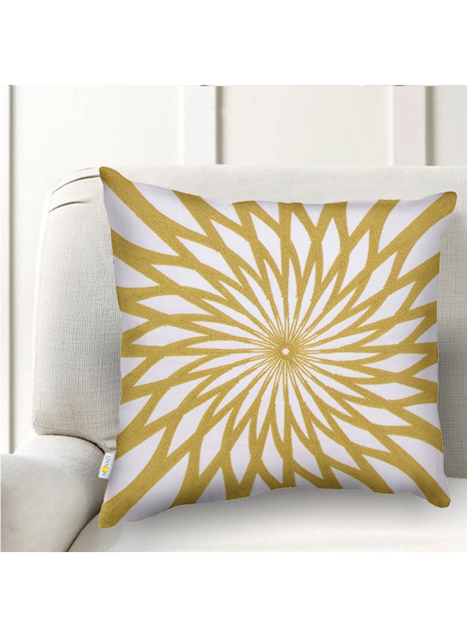 Donetella Decorative Embroidered Cushion Cover Yellow/White 45x45cm  - Image 2