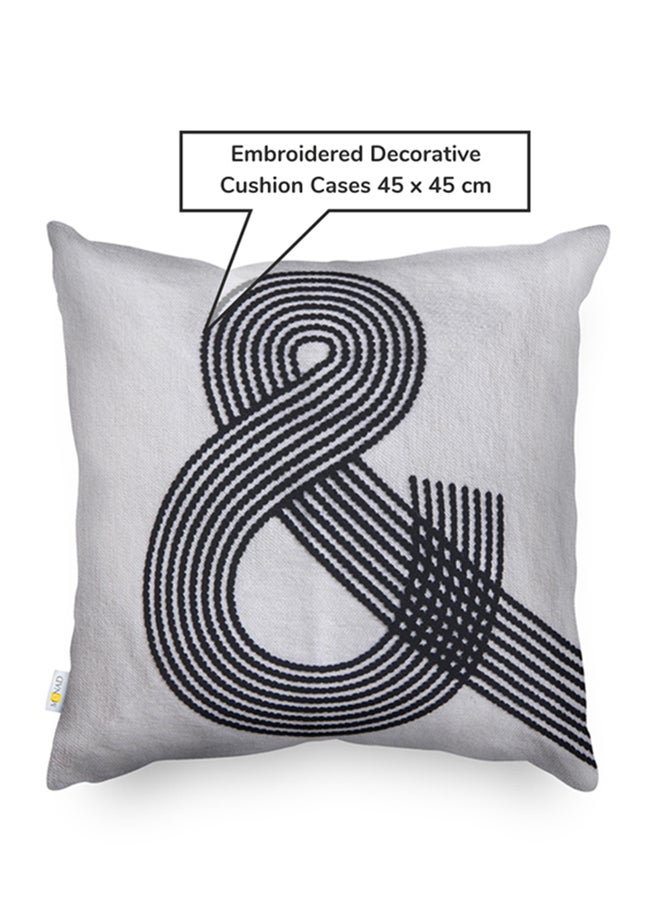 Donetella Decorative Embroidered Cushion Cover Grey/Black 45x45cm  - Image 3
