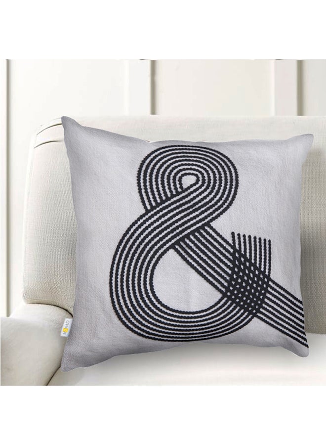 Donetella Decorative Embroidered Cushion Cover Grey/Black 45x45cm  - Image 2