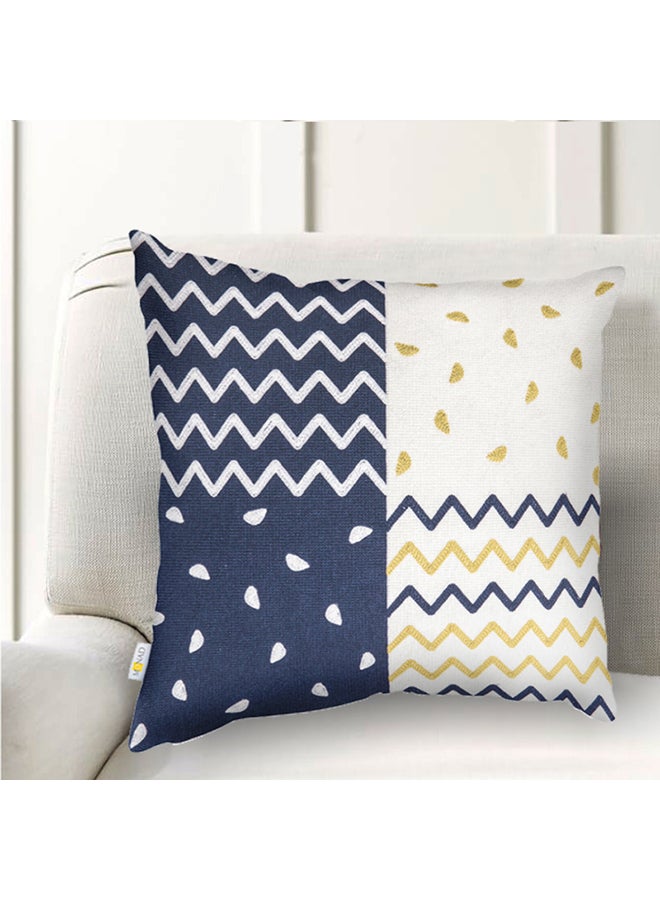 Donetella Decorative Embroidered Cushion Cover Blue/White/Yellow 45x45cm  - Image 2