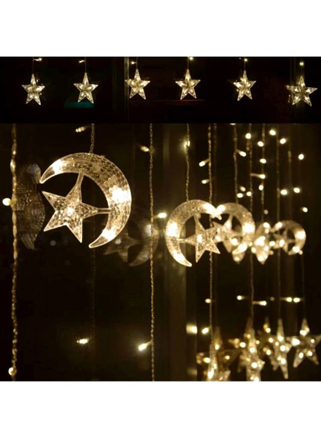 ماركة غير محددة - شريط أضواء LED بتصميم هلال ونجمة أصفر 2.5 x 0.8متر - Image 1