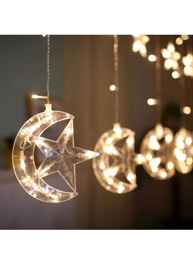ماركة غير محددة - شريط أضواء LED بتصميم هلال ونجمة أصفر 2.5 x 0.8متر - Image 1