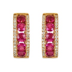 STARGEMS 18 Karat Gold 0.25Ct Diamond And 1.14Ct Ruby Studded Earrings  - Image 1