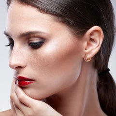 STARGEMS 18 Karat Gold 0.25Ct Diamond And 1.14Ct Ruby Studded Earrings  - Image 3