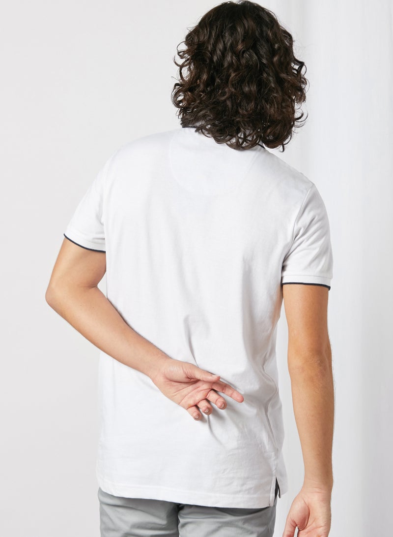 BRAVE SOUL 3-Button Motor Print Polo in Optic White/Navy Optic White/Navy  - Image 3