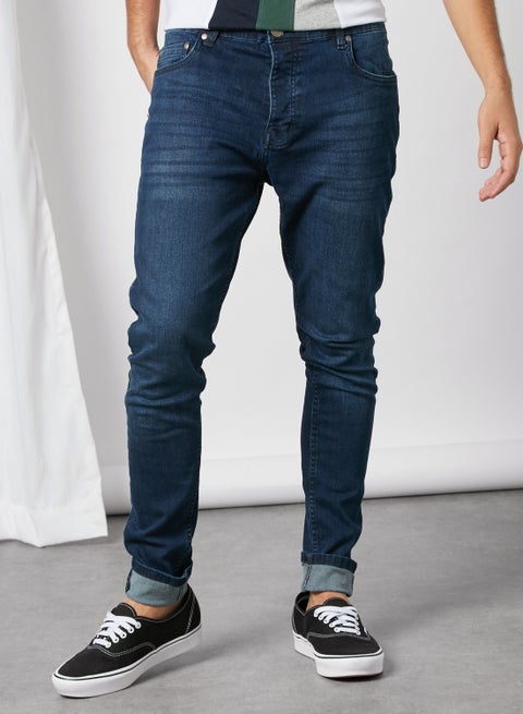 Solid Pattern Skinny Fit Jeans Blue
