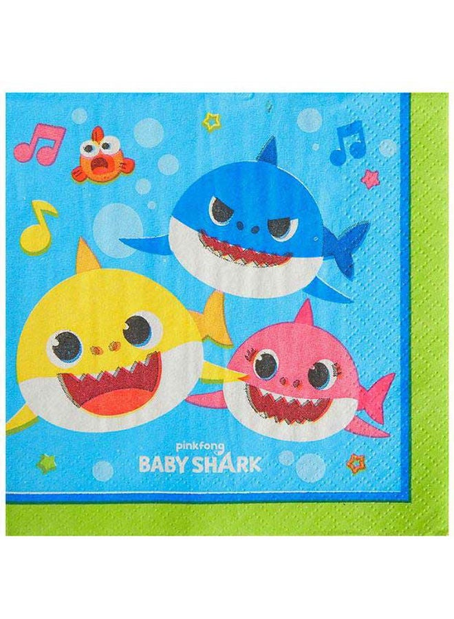 Amscan 16 Pieces Baby Shark Beverage Tissues Tableware Party Supplies