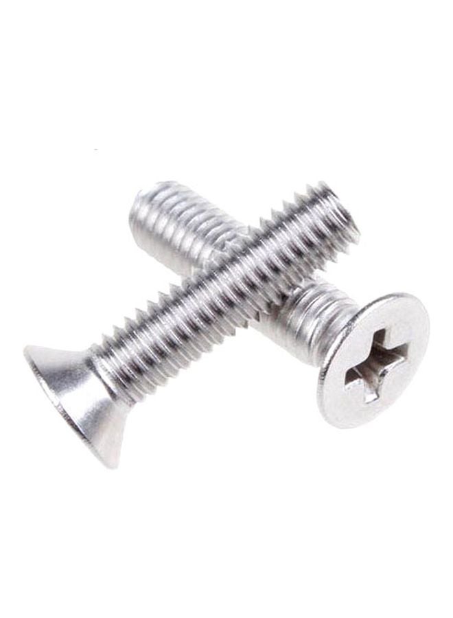 طقم مكون من 100 برغي مطلي بالنيكل للآلات فضي