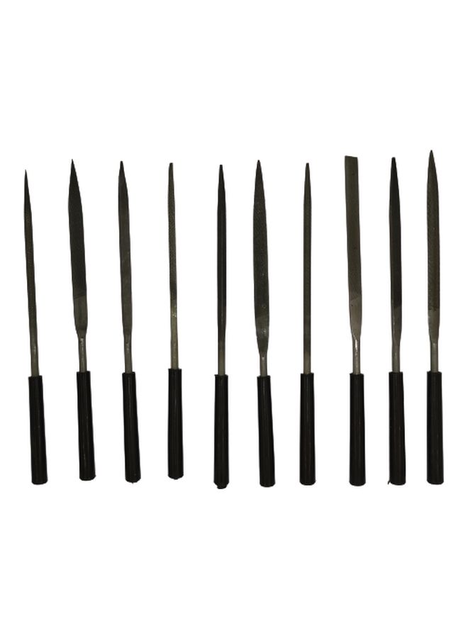 10-Piece Needle File Set Black 4x160mm  - Image 1