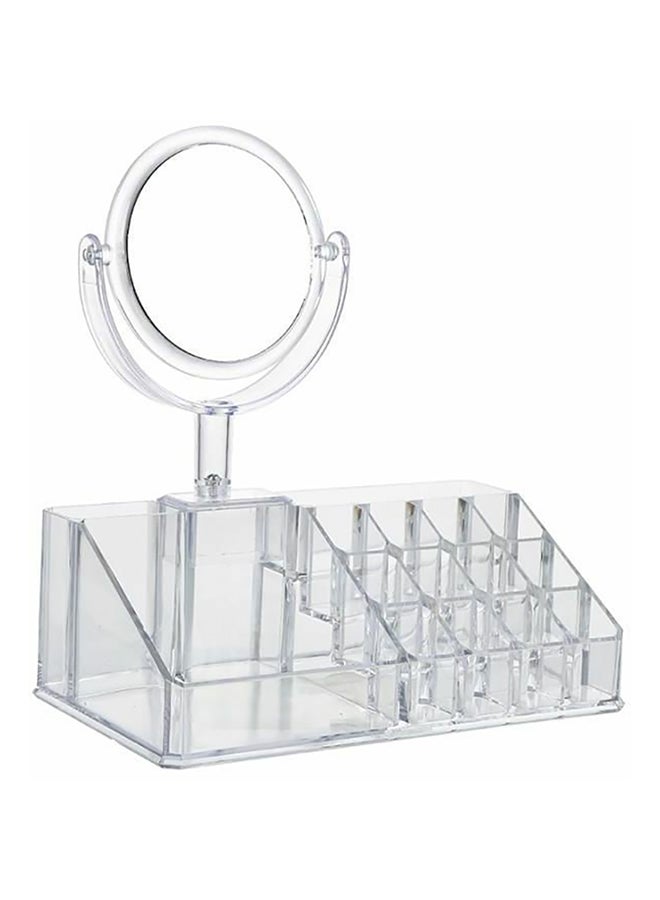 Acrylic Makeup Organizer Storage Box With Two Sided Mirror Transparent - Image 1