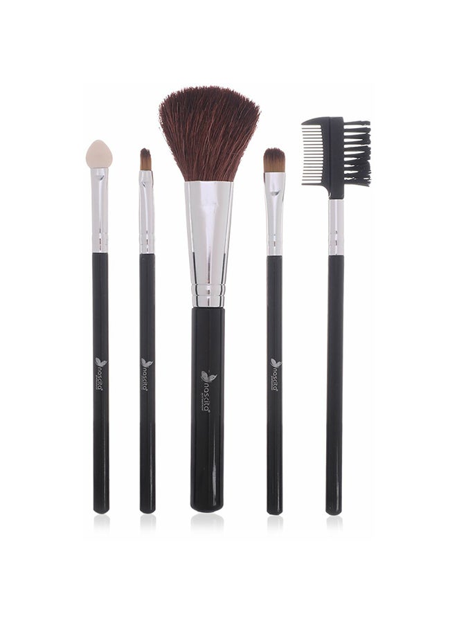 Nascita 5-Piece Professional Makeup Brushes set Silver/Black 