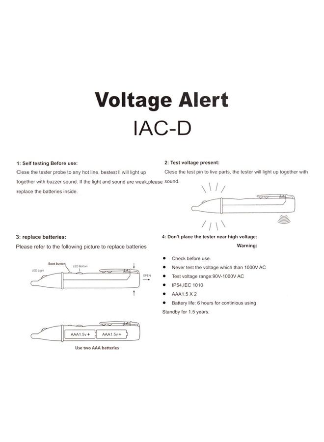 Portable Non-Contact Digital Test Pencil Blue/White - Image 3