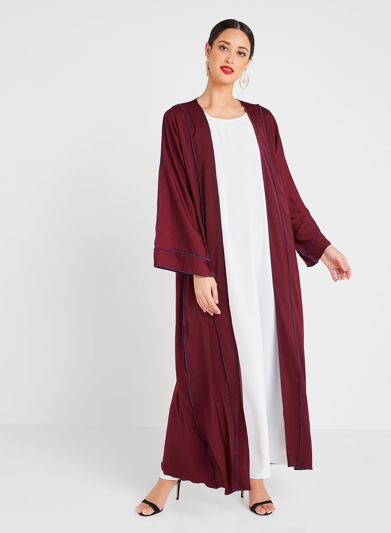 Bousni Plain Bisht Abaya maroon - Image 1