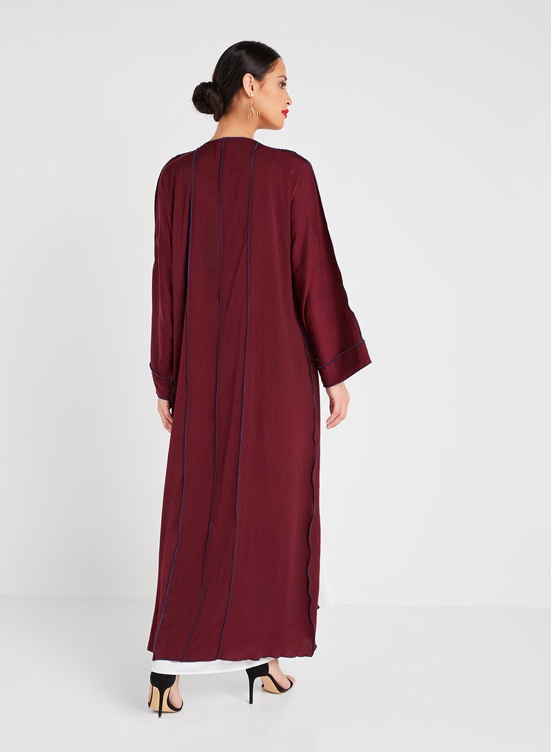 Bousni Plain Bisht Abaya maroon - Image 2