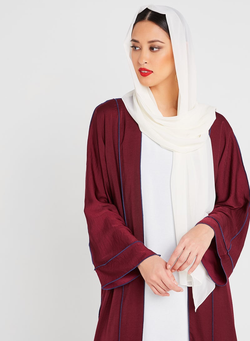 Bousni Plain Bisht Abaya maroon - Image 4
