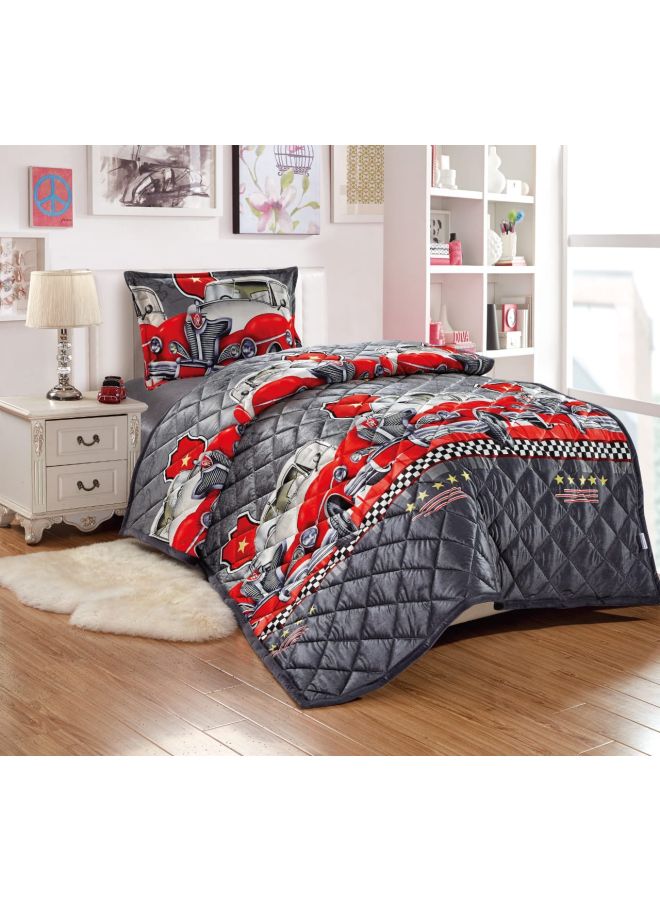 Sleep night - 3-Piece Printed Comforter Set Polyester Grey/Red/White - Image 1