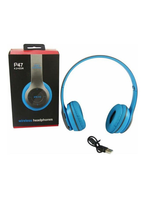 Foldable Wireless On-Ear Headphones Blue/Grey