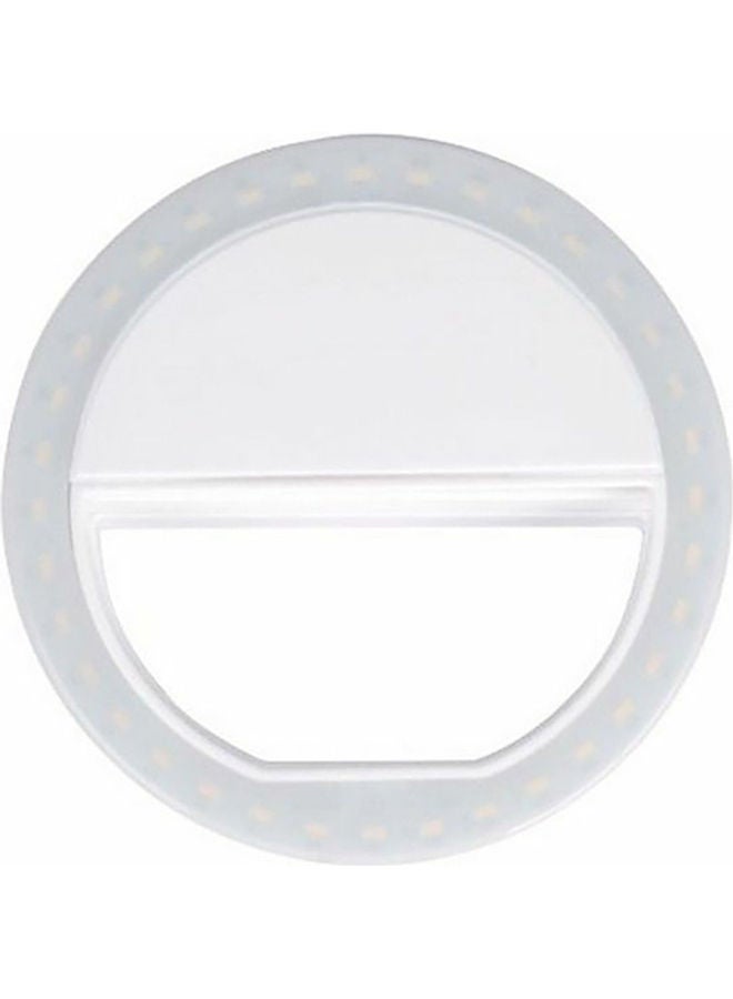 مصباح فلاش LED حلقي محمول مزود بمشبك تثبيت لالتقاط صور السيلفي أبيض - Image 1