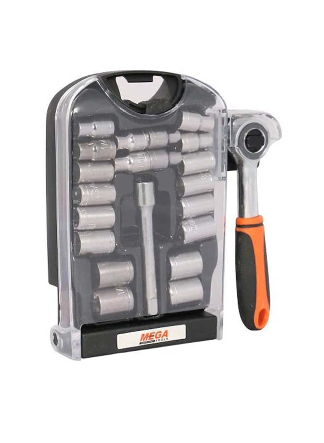 MEGA 22-Piece Ratch Drive And Socket Set Multicolour 13X15X3cm  - Image 2
