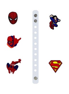 6-Piece Superheroes Rubber Wristband Set 18x0.2x5cm
