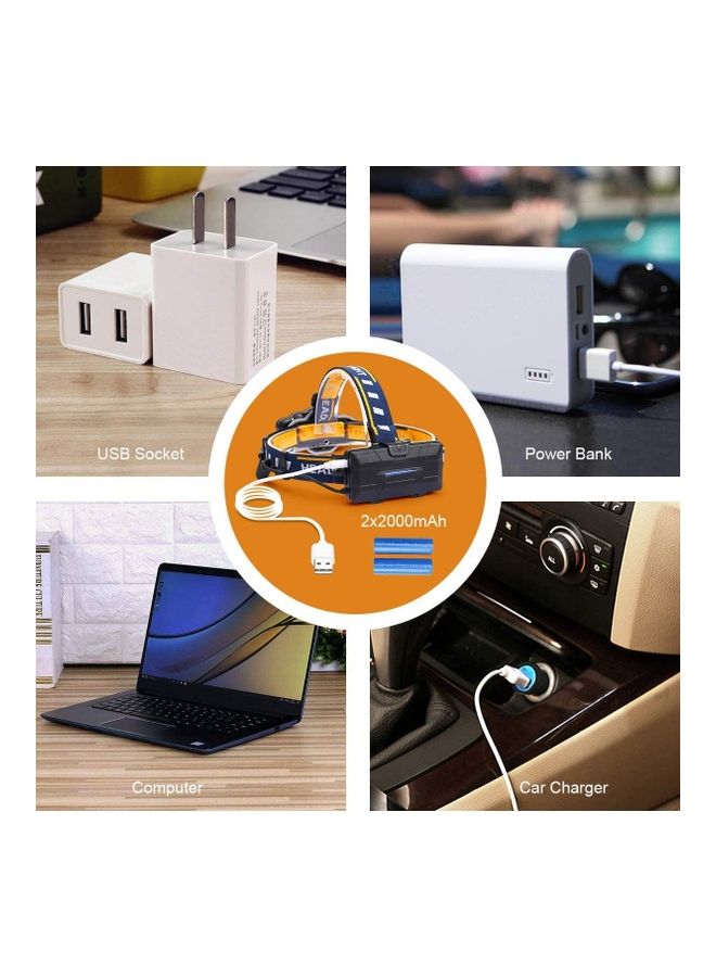 مصباح رأس مضاد للماء وقابل للشحن بمنفذ USB 16سم - Image 5
