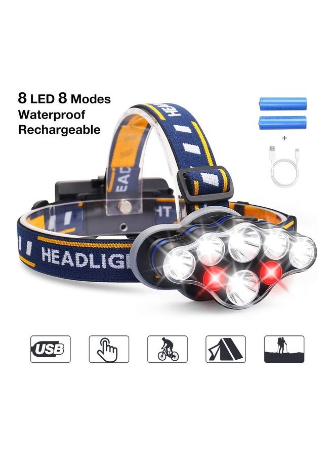 مصباح رأس مضاد للماء وقابل للشحن بمنفذ USB 16سم - Image 1